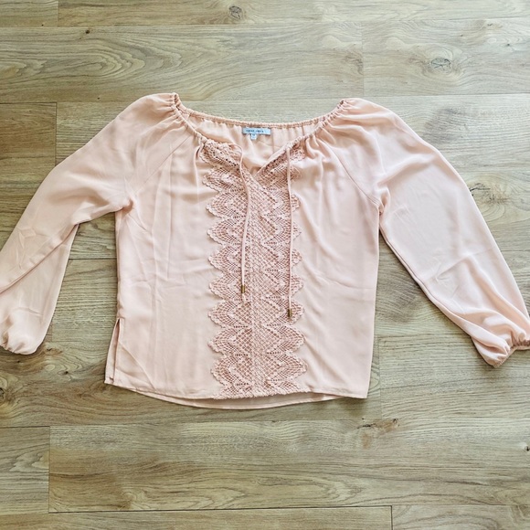 Blush Pink Long Sleeve Blouse - Picture 1 of 2